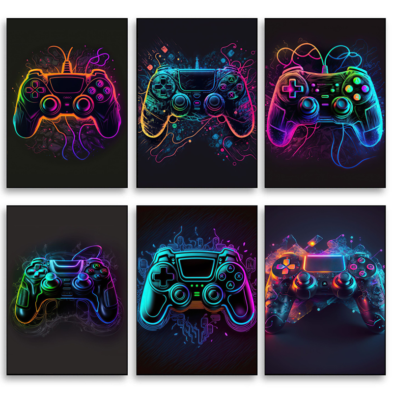 Interior Design Sketch - Neon Game Handle Posters and Prints