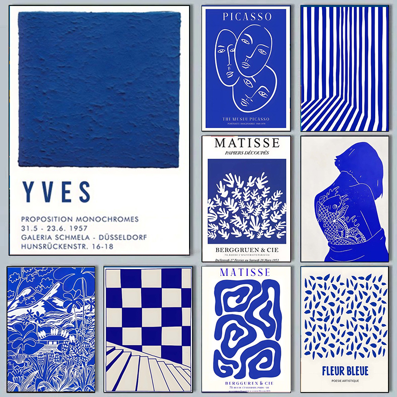 Interior Design Sketch - Abstract Klein Blue Simple Poster Wall