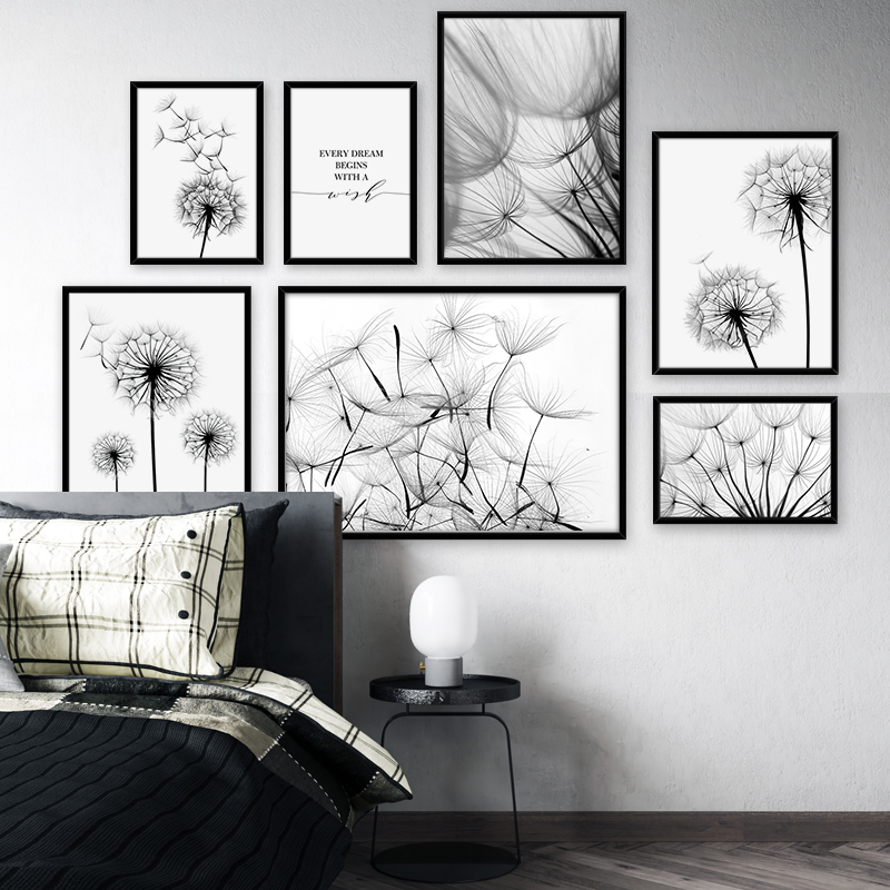 Dandelion Flower Black and Whi - Interior Design Sketch 리뷰 및 가격