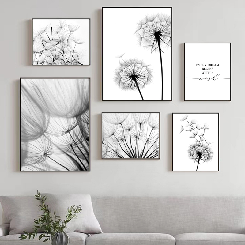 Dandelion Flower Black and Whi - Interior Design Sketch 리뷰 및 가격