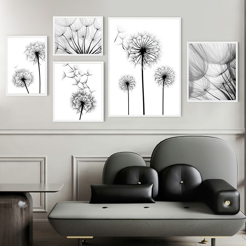 Dandelion Flower Black and Whi - Interior Design Sketch 리뷰 및 가격