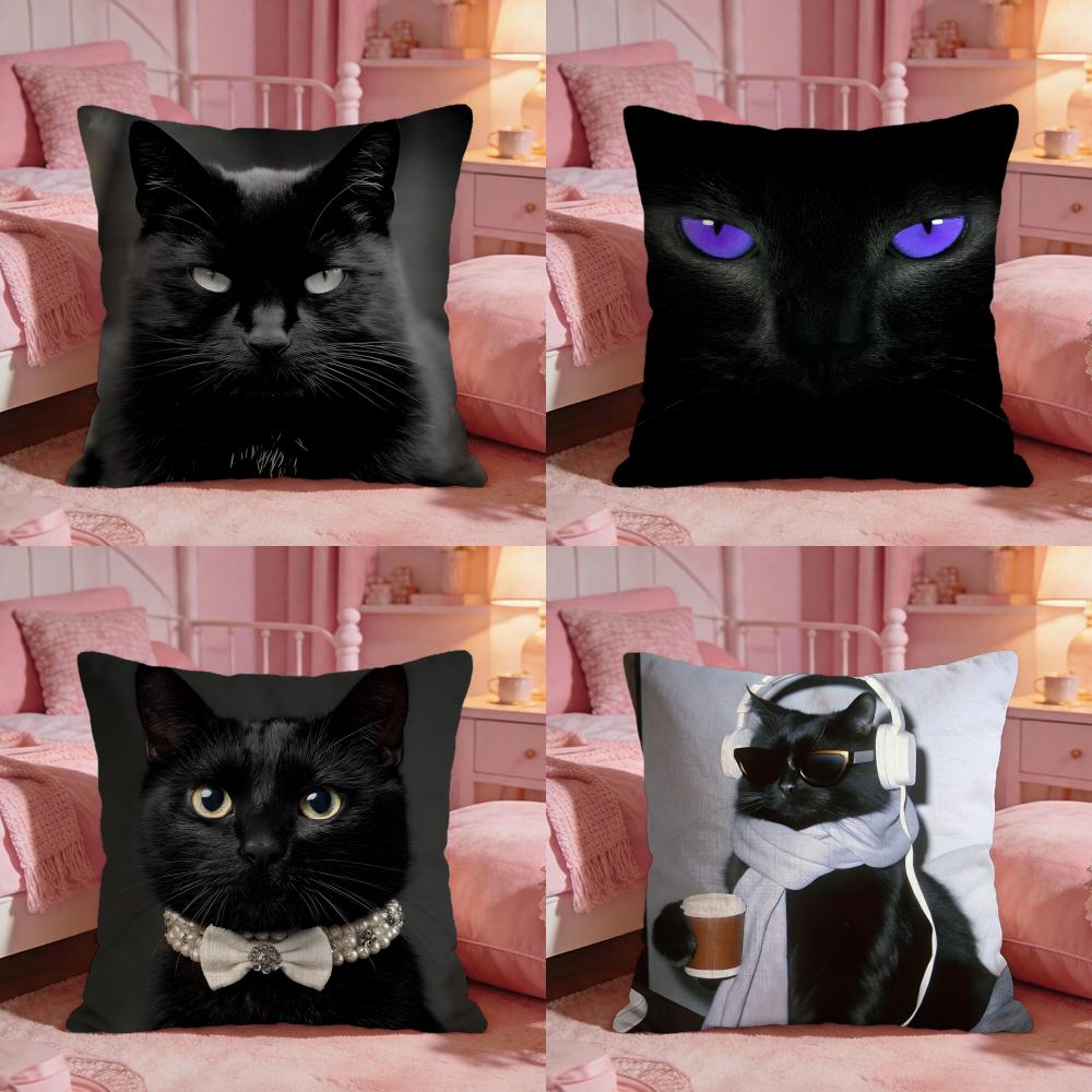 Black Cat Cute Cushion Cover P - Interior Design Course 리뷰 및 가격