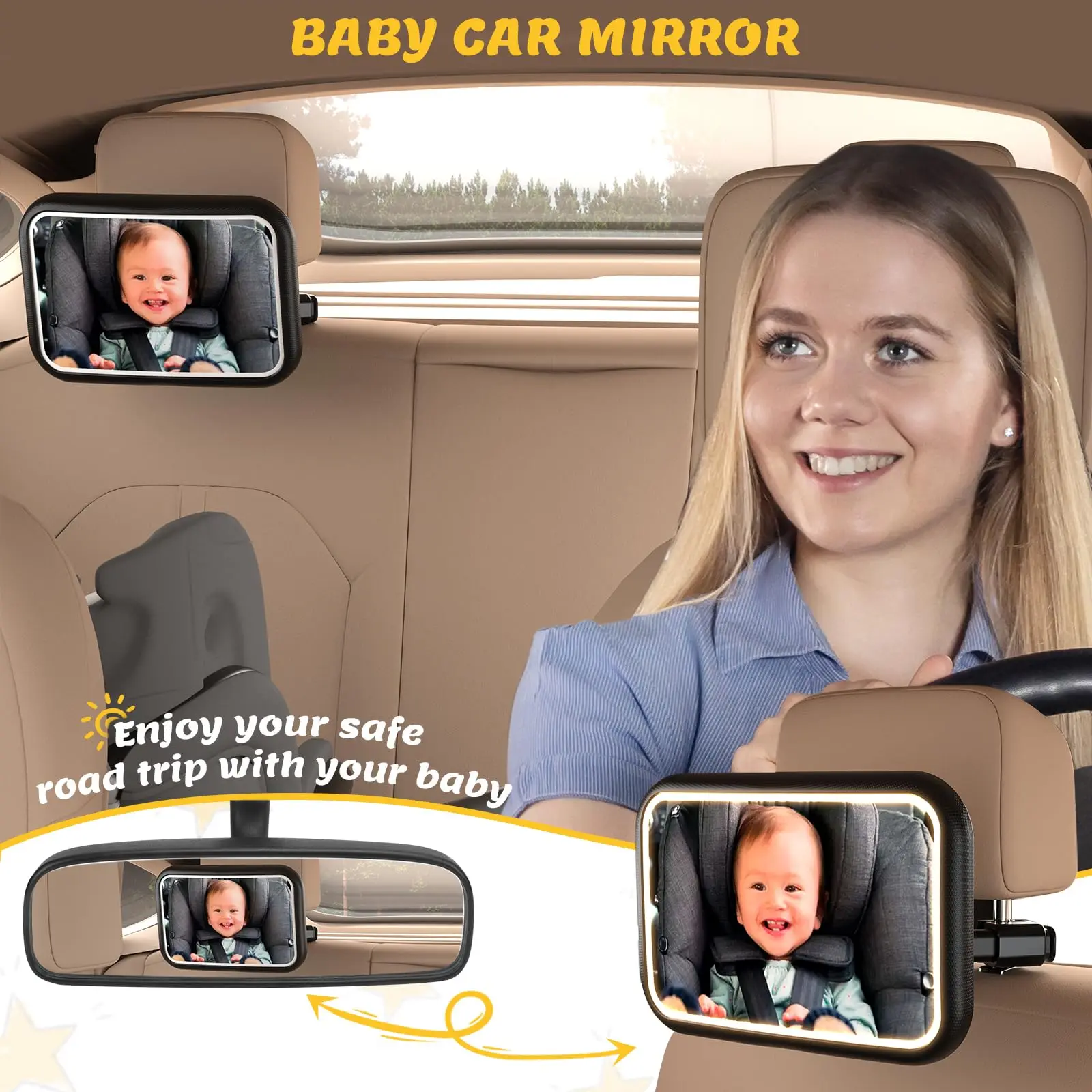 Baby Car Mirror with Light, 7  - Interior Design Remote 리뷰 및 가격